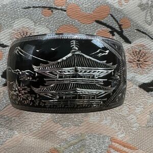 Vintage Sterling Silver Engraved Cuff Bracelet